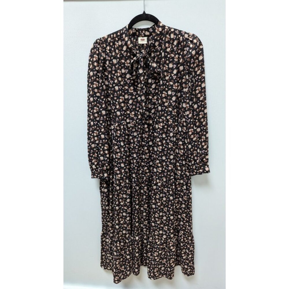 Levi's Black/Beige Floral Peasant Maxi Dress